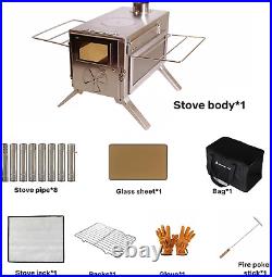 Portable Wood Stove with View Glass Camping Wood Stove for Shelter, Hunting, O Portable Wood Stove with View Glass Camping Wood Stove for Shelter, Hunting, O