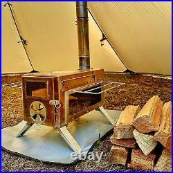 Portable Wood Stove with View Glass Camping Wood Stove for Shelter, Hunting, O Portable Wood Stove with View Glass Camping Wood Stove for Shelter, Hunting, O