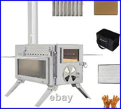 Portable Wood Stove with View Glass Camping Wood Stove for Shelter, Hunting, O Portable Wood Stove with View Glass Camping Wood Stove for Shelter, Hunting, O
