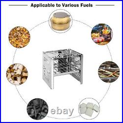 Potable Folding Stainless Steel Backpacking Stove Outdoor Wood Burning Camp T8J0