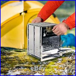 REDCAMP Wood Burning Camp Stove Folding Stainless Steel 304# Grill Large Port