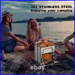 REDCAMP Wood Burning Camp Stove Folding Stainless Steel 304 Grill Large Portable