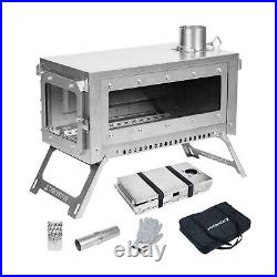 RIDGE Titanium Hot Tent Stove, Portable Folding Tent Wood Burning Stove with RIDGE Titanium Hot Tent Stove, Portable Folding Tent Wood Burning Stove with