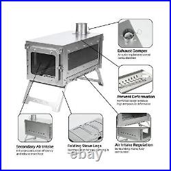 RIDGE Titanium Hot Tent Stove, Portable Folding Tent Wood Burning Stove with