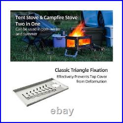 RIDGE Titanium Hot Tent Stove, Portable Folding Tent Wood Burning Stove with RIDGE Titanium Hot Tent Stove, Portable Folding Tent Wood Burning Stove with