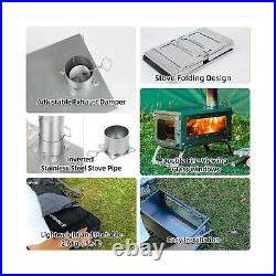 RIDGE Titanium Hot Tent Stove, Portable Folding Tent Wood Burning Stove with RIDGE Titanium Hot Tent Stove, Portable Folding Tent Wood Burning Stove with