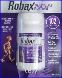 ROBAX Platinum Muscle/Back Pain Relief 102 Caplets sealed Expires 2022
