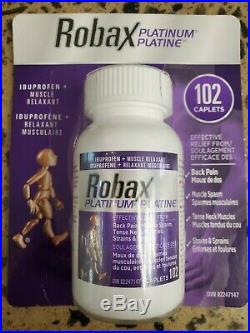 ROBAX Platinum Muscle and Back Pain Relief 102 Caplets SEALED Exp 2022