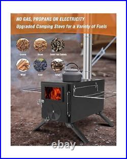 Rikuy Wood Burning Stove for Hot Tents, Camping Stove with Chimney Pipes for