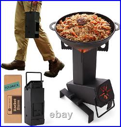 Rocket Stove for Cooking Heavy-Duty Cast Iron Rocket Stove Wood Burning Portab