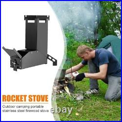 Rocket Wood Burning Stove Stainless Steel Foldable Camping Hiking Cooking Stove