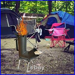 Rocket stove with handle, A portable wood burning camping stove with a Basic