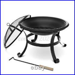 Round Fire Pit Wood Burning Outdoor Stove Patio Firepit Bowl Mesh Spark