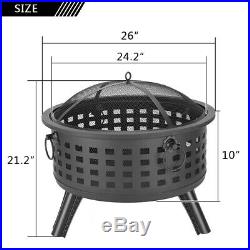 Round Wood Burning Fire Pit Heater Backyard Patio Deck Stove Fireplace Table