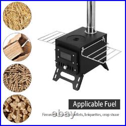 (SILVER Bilateral Windows)Outdoor Camping Wood-burning Stove Firewood Burne