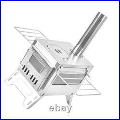 (SILVER Single Side Window)Outdoor Camping Wood-burning Stove Firewood Burne FD (SILVER Single Side Window)Outdoor Camping Wood-burning Stove Firewood Burne FD