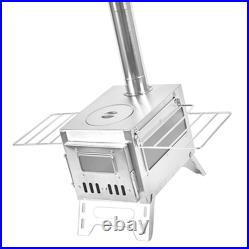 (SILVER Single Side Window)Outdoor Camping Wood-burning Stove Firewood Burne FD (SILVER Single Side Window)Outdoor Camping Wood-burning Stove Firewood Burne FD