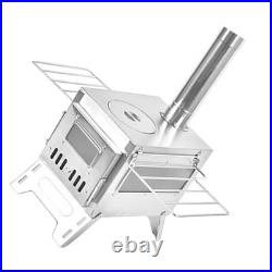 (SILVER Single Side Window)Outdoor Camping Wood-burning Stove Firewood Burne NO (SILVER Single Side Window)Outdoor Camping Wood-burning Stove Firewood Burne NO