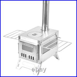 (SILVER Single Side Window)Outdoor Camping Wood-burning Stove Firewood Burne NO (SILVER Single Side Window)Outdoor Camping Wood-burning Stove Firewood Burne NO