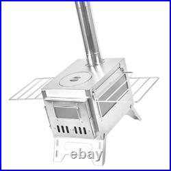 (SILVER Single Side Window)Outdoor Camping Wood-burning Stove Firewood Burne NO (SILVER Single Side Window)Outdoor Camping Wood-burning Stove Firewood Burne NO