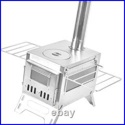 (SILVER Single Side Window)Outdoor Camping Wood-burning Stove Firewood Burne NO (SILVER Single Side Window)Outdoor Camping Wood-burning Stove Firewood Burne NO