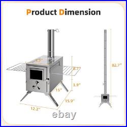 SLSY Portable Camping Wood Burning Stove with 7 Section Chimney Pipes forCooking