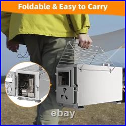 SLSY Portable Camping Wood Burning Stove with 7 Section Chimney Pipes forCooking