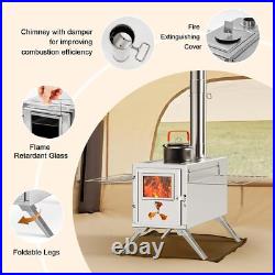 SLSY Portable Wood Stove Camping Hot Tent BBQ Stove 83 in with 7 Chimney Pipes