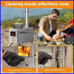 SLSY Wood Stove Burning Stove Portable Tent Stove with 7 Chimney Pipes & Gloves