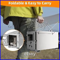 SLSY Wood Stove Burning Stove Portable Tent Stove with 7 Chimney Pipes & Gloves