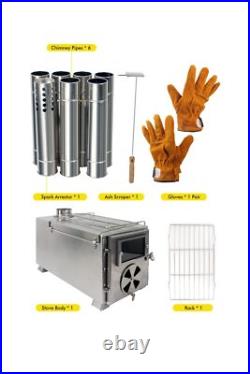 SOPPY Hot Tent Stove for Camping, 304 Stainless Steel Wood Burning Stove with SOPPY Hot Tent Stove for Camping, 304 Stainless Steel Wood Burning Stove with