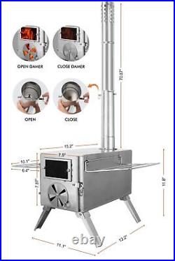 SOPPY Hot Tent Stove for Camping, 304 Stainless Steel Wood Burning Stove with SOPPY Hot Tent Stove for Camping, 304 Stainless Steel Wood Burning Stove with
