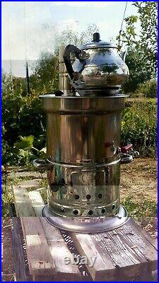 STAINLESS STEEL SAMOVAR WOOD BURNING STOVE & BBQ MULTI COOKING 136oz / 4.25 L