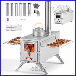 SUNYRISY Hot Tent Stove Stainless Steel Wood Burning Stove with 7 Chimney Pipes SUNYRISY Hot Tent Stove Stainless Steel Wood Burning Stove with 7 Chimney Pipes
