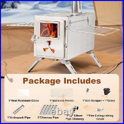 SUNYRISY Hot Tent Stove Stainless Steel Wood Burning Stove with 7 Chimney Pipes SUNYRISY Hot Tent Stove Stainless Steel Wood Burning Stove with 7 Chimney Pipes