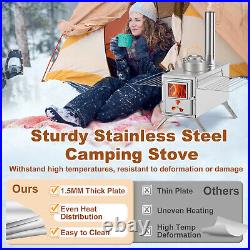 SUNYRISY Hot Tent Stove Stainless Steel Wood Burning Stove with 7 Chimney Pipes SUNYRISY Hot Tent Stove Stainless Steel Wood Burning Stove with 7 Chimney Pipes