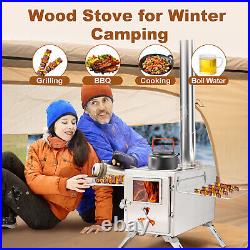 SUNYRISY Hot Tent Stove Stainless Steel Wood Burning Stove with 7 Chimney Pipes SUNYRISY Hot Tent Stove Stainless Steel Wood Burning Stove with 7 Chimney Pipes