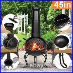 Singlyfire 45in Fire Pit Cast Wood Burning Outdoor Garden Patio BBQ Grill Stove