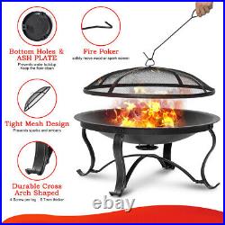 Singlyfire Fire Pit 30in Steel Fireplace Wood Burning Stove Outdoor BBQ
