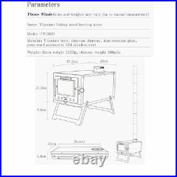 Small Folding Wood Stove Portable Tent StoveTitaniumb 4.3lb 8.1ft Chimney Pipes Small Folding Wood Stove Portable Tent StoveTitaniumb 4.3lb 8.1ft Chimney Pipes