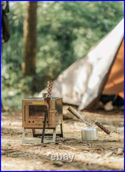 Small Folding Wood Stove Portable Tent StoveTitaniumb 4.3lb 8.1ft Chimney Pipes
