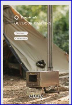 Small Folding Wood Stove Portable Tent StoveTitaniumb 4.3lb 8.1ft Chimney Pipes
