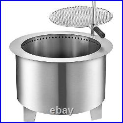 Smokeless Fire Pit 22 Grill Stainless Steel Outdoor Wood Burning Stove Bonfire