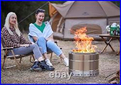 Smokeless Fire Pit Outdoor Wood Burning Portable Firepit Stainless Ste