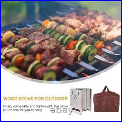 Square Wood Burning Stove Foldable Camping Stove Portable BBQ Stove for Outdoor