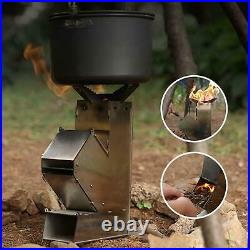 Stainless Steel Camping Rocket Stove Woodburning for Outdoor Tent Heater
