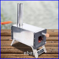 Stainless Steel Portable Firewood Burning Camping Tent Shelter Stove +Chimney