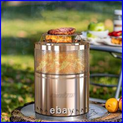 Stainless Steel Smokeless Fire Pit Wood Burning Stove Outdoor Camping Barbecue