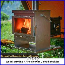 Stainless Steel Smokeless Fireplace Secondary Burning Wood Stove Large Glass