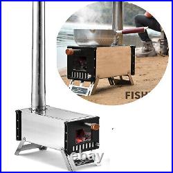 Stainless Steel Tent Wood Stove with Chimney Pipes Camping Wood Burning S0D8